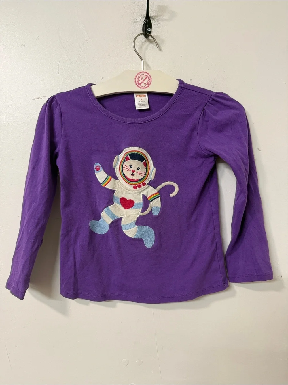 Gymboree Purple Long Sleeve Tee with Space Cat Patch